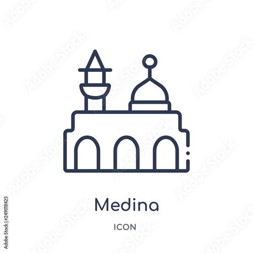 medina icon from religion outline collection. Thin line medina icon isolated on white background.