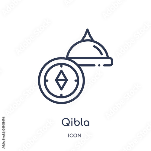 qibla icon from religion outline collection. Thin line qibla icon isolated on white background.