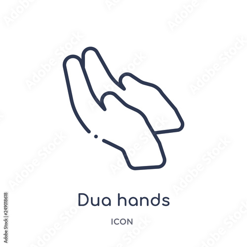 dua hands icon from religion outline collection. Thin line dua hands icon isolated on white background.