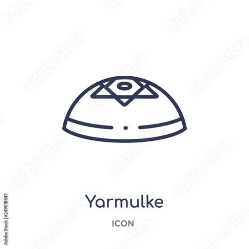 yarmulke icon from religion outline collection. Thin line yarmulke icon isolated on white background.