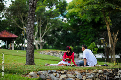 Young couple in love at the park enjoy the together. A happiness couple together. 