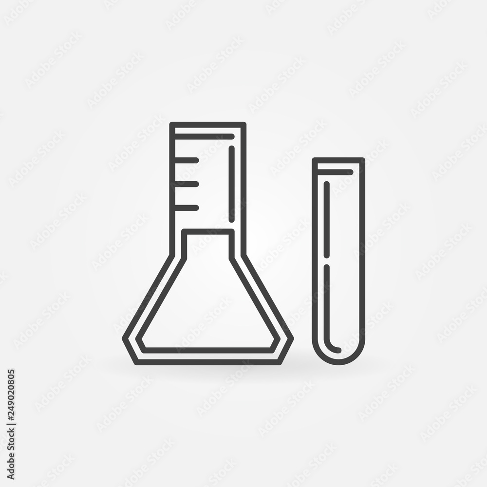 Conical flask and Test Tube vector icon or symbol in thin line style Conical flask and Test Tube vector icon or symbol in thin line style
