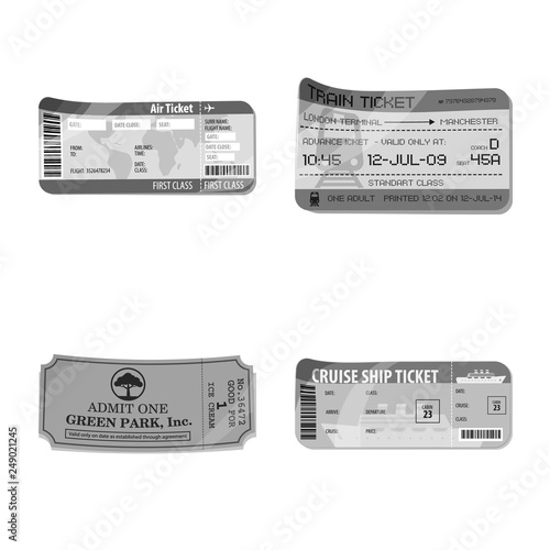 Vector design of ticket and admission symbol. Collection of ticket and event stock vector illustration.