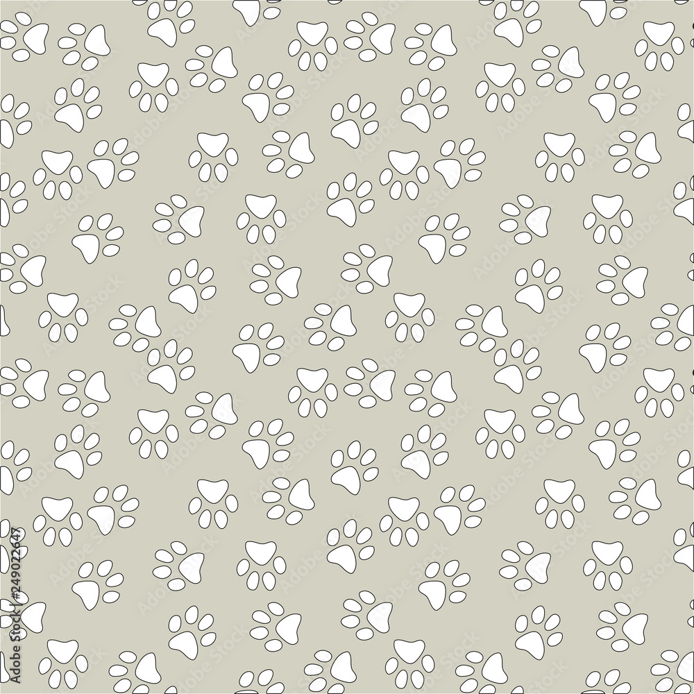 Vector seamless pattern with cat or dog,kitten or puppy footprints. Can be used for wallpaper,fabric, web page background, surface textures. Vector seamless pattern with cat or dog,kitten or puppy footprints. Can be used for wallpaper,fabric, web page background, surface textures.