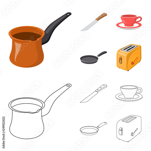 Isolated object of kitchen and cook icon. Set of kitchen and appliance stock symbol for web.