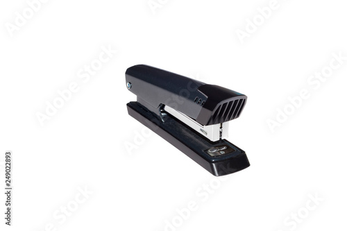 black stapler isolated on a white background