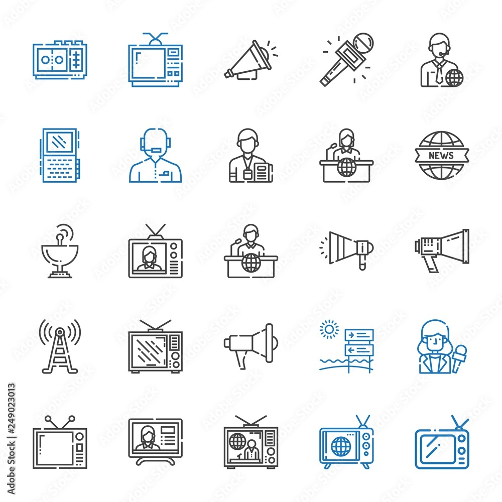 broadcasting icons set broadcasting icons set