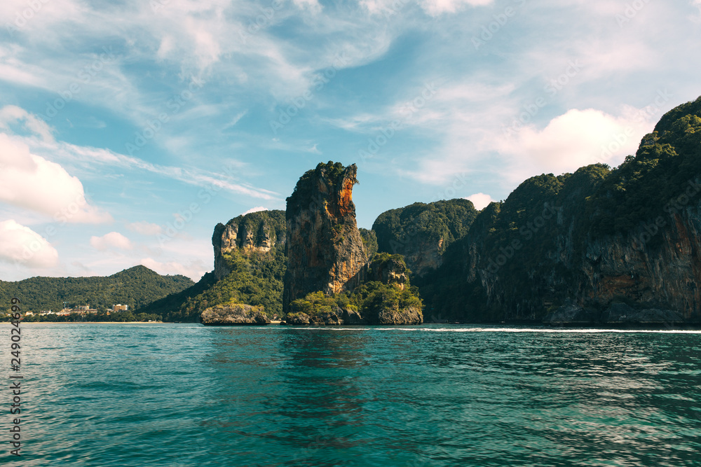 Railay west beach located at the Noppharat Thara Beach National Park in Krabi province, Thailand. Railay west beach located at the Noppharat Thara Beach National Park in Krabi province, Thailand.