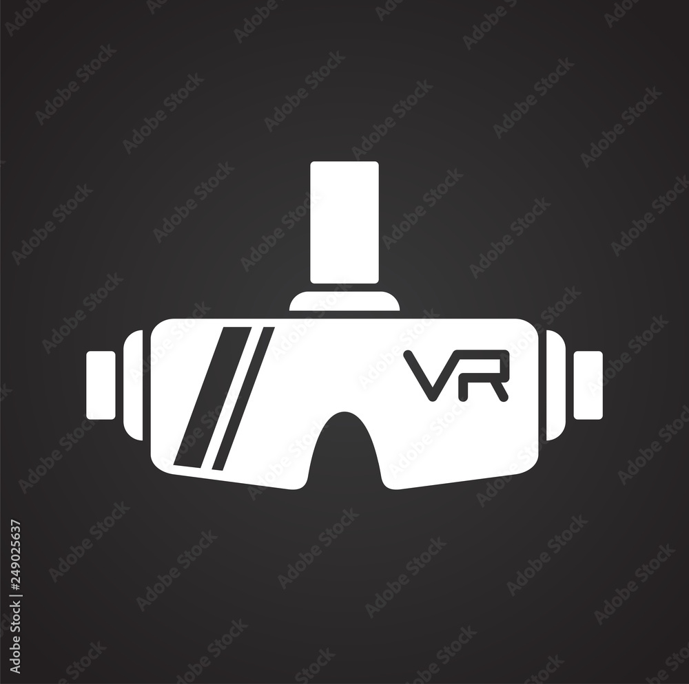 Virtual reality googles icon on black background for graphic and web design, Modern simple vector sign. Internet concept. Trendy symbol for website design web button or mobile app Virtual reality googles icon on black background for graphic and web design, Modern simple vector sign. Internet concept. Trendy symbol for website design web button or mobile app