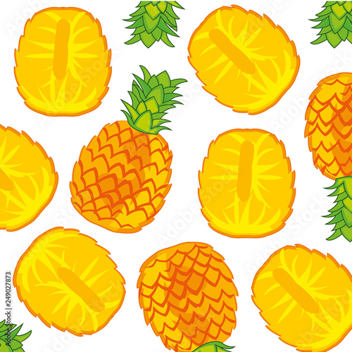 Vector illustration of the decorative pattern of the fruit pineapple