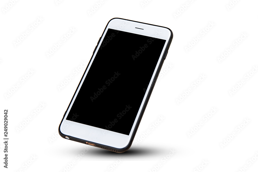Mobile smart phone on white background technology - obrazy, fototapety, plakaty 