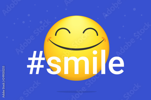 Hashtag smile bright vector concept illustration of smiling emoji icon for chat, messengers and networks