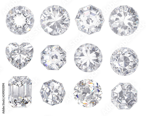  diamond and gemstone on clear background photo