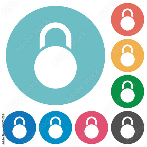 Locked round padlock flat round icons