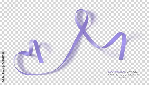 Esophageal Cancer Awareness Month. Periwinkle Color Ribbon Isolated On Transparent Background. Vector Design Template For Poster.