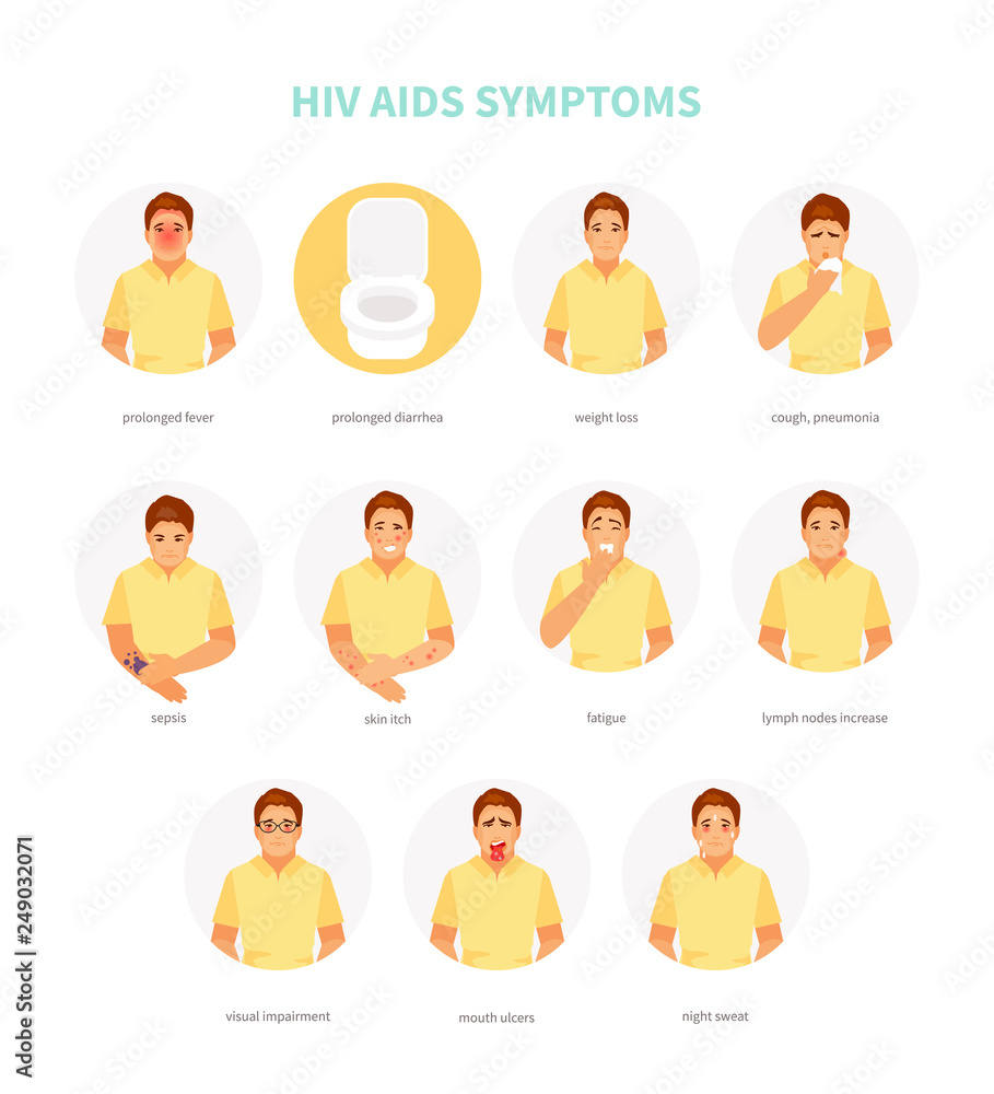 HIV AIDS symptoms vector HIV AIDS symptoms vector