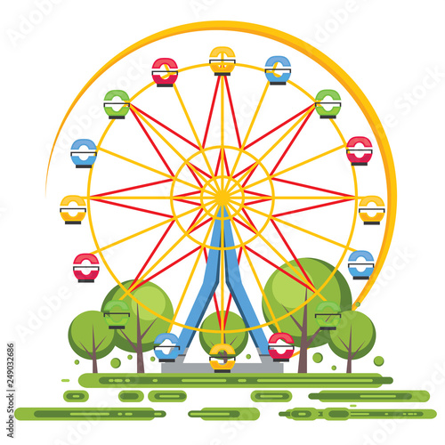 Ferris Wheel Isolated on White. Attraction Symbol.