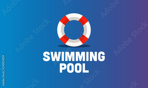 Swimming Pool Typography with Simple Lifebuoy Illustration