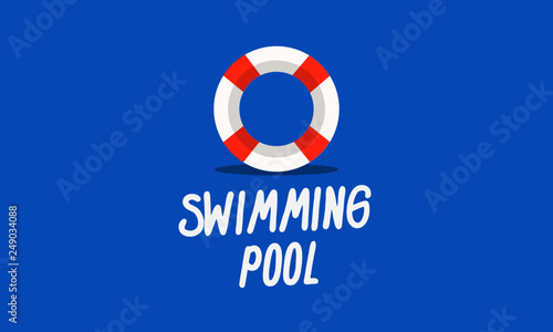 Free Download Swimming Pool Typography with Simple Lifebuoy Illustration - GFXLoad