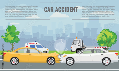 Car crash or accident concept illustration. Vector illustration for infographic template.