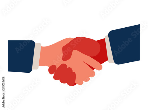 Concept of success deal, happy partnership, greeting shake, casual handshaking agreement. Shaking hands.