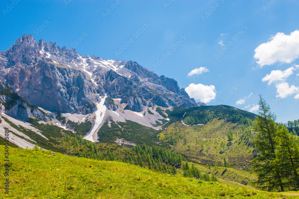 Fototapeta premium View closeup Alpine rocks in National park Dachstein, Austria, Europe