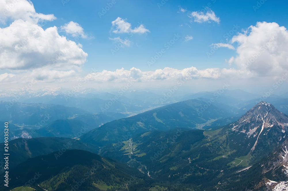 Fototapeta premium On peak of Dachstein and view alpine mountains