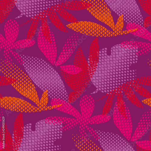 Tropical leaves color seamless pattern