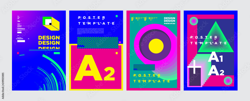 Abstract Geometric Collage Poster Design Template in Trendy vivid colors Abstract Geometric Collage Poster Design Template in Trendy vivid colors