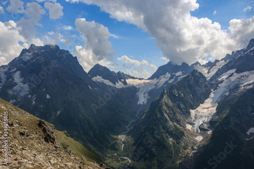 Closeup view mountains scenes in national park Dombai, Caucasus, Russia, Europe © TravelFlow