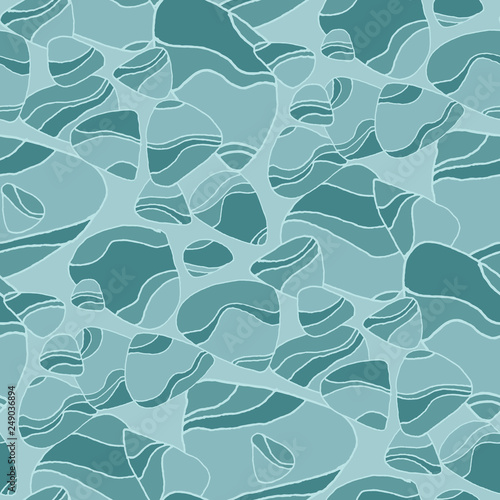 Sea pebbles blue seamless pattern