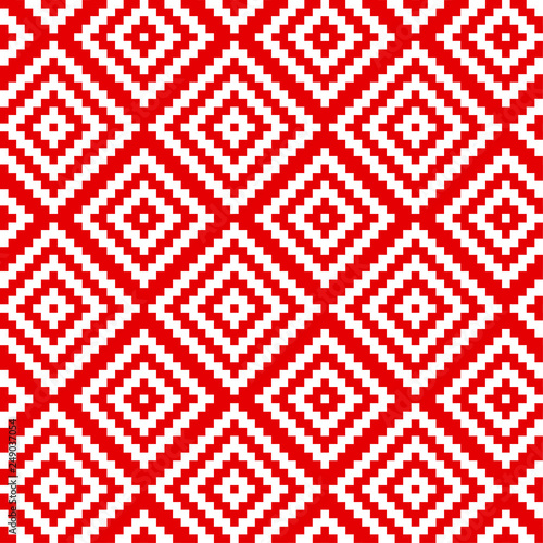 Red folk ornament hand draw...