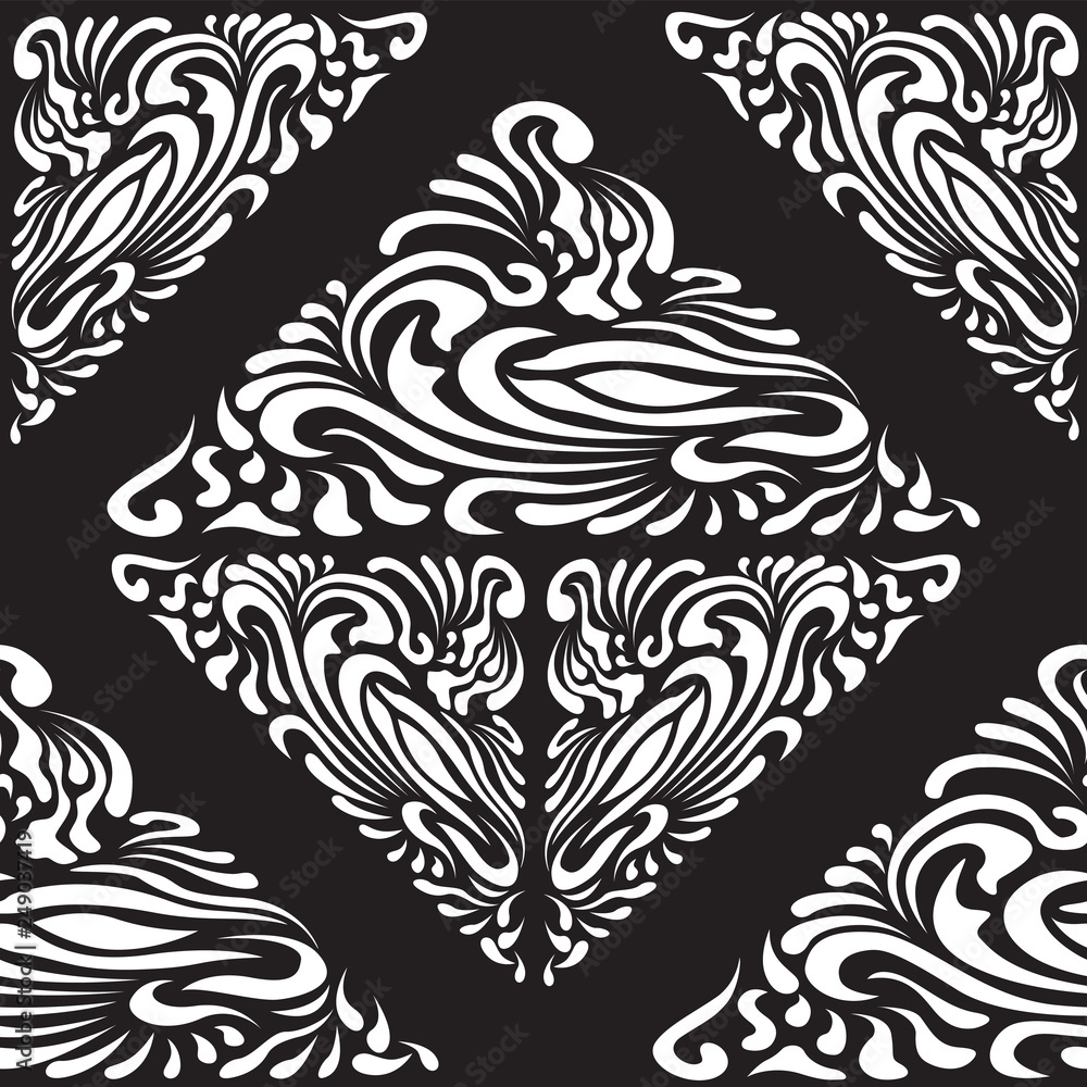Abstract Pattern in Oriental Style. Elegant pattern of smooth elements. The idea of packaging, tiles, wallpaper, textiles. Handmade. Abstract Pattern in Oriental Style. Elegant pattern of smooth elements. The idea of packaging, tiles, wallpaper, textiles. Handmade.