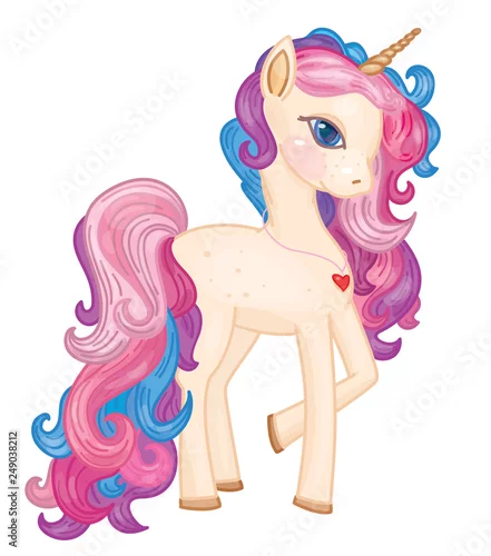 Naklejka na ścianę Wektorowa śliczna jednorożec kreskówka.