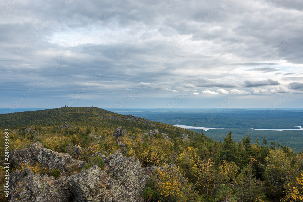 Fototapeta premium Closeup mountains scenes in national park Kachkanar, Russia, Europe