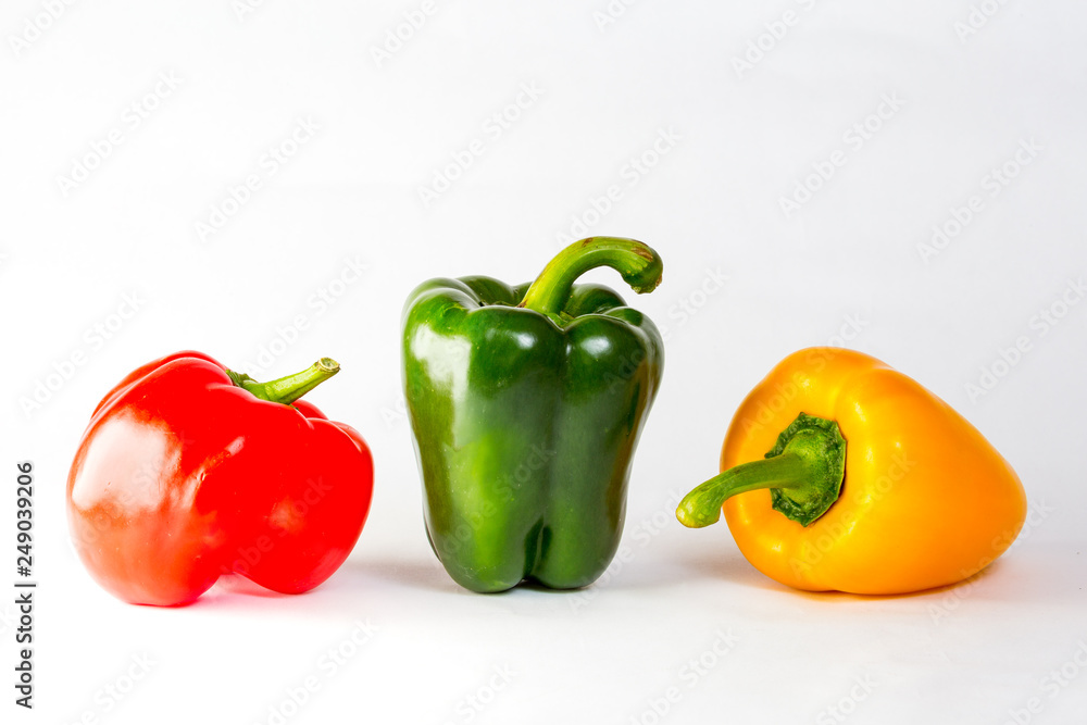 three peppers isolated on white background three peppers isolated on white background