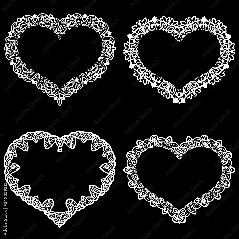 Laser cut frame in the shape of a heart with lace border. A set of the ...