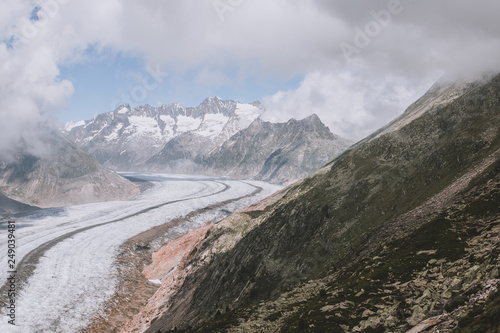 Mountains scenes, walk through the great Aletsch Glacier