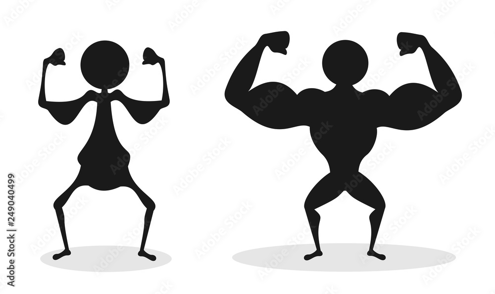 Comparison of unhealthy bad and poor physique vs strong and big