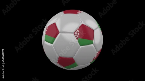 Soccer ball with the flag of Belarus colors rotates on transparent background, 3d rendering, prores footage with alpha channel, loop photo