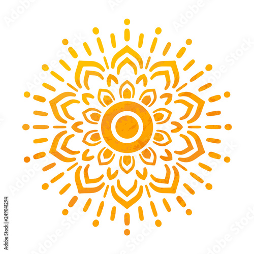 Beautiful Sun With Structure. Hand Drawn. Ornamental Mandala.