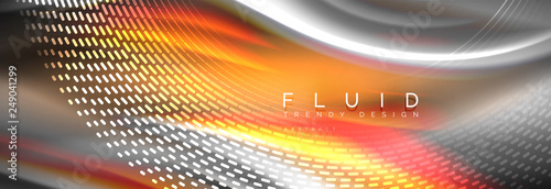 Fluid colors mixing glowing neon wave background, holographic texture