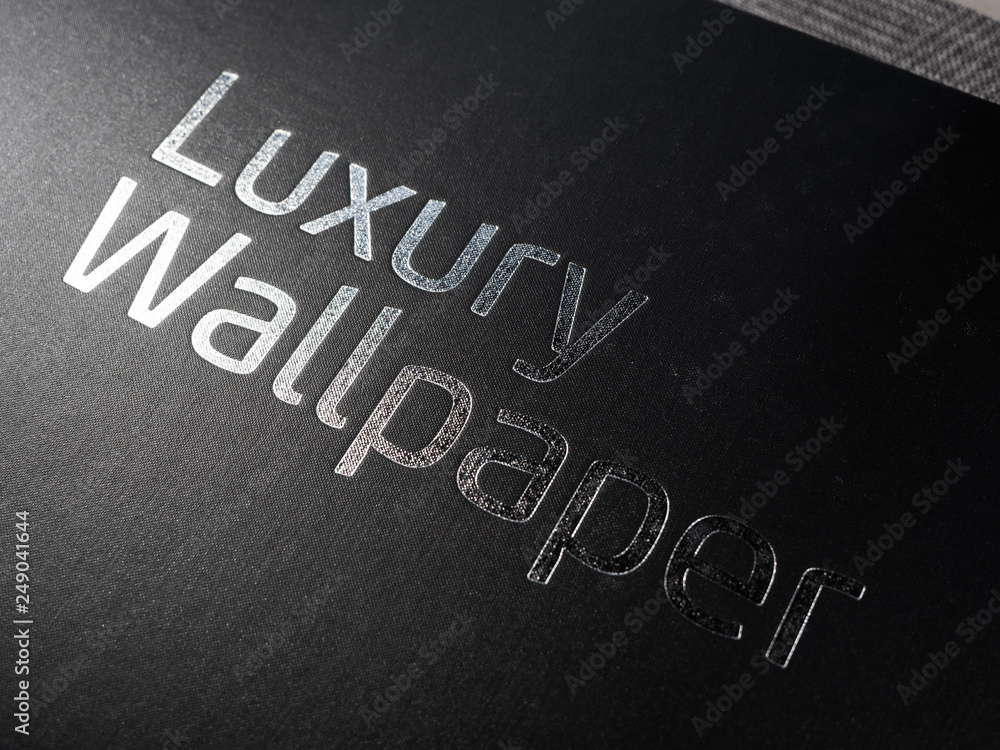 Fototapeta premium Luxury wallpaper silver text on black material background 