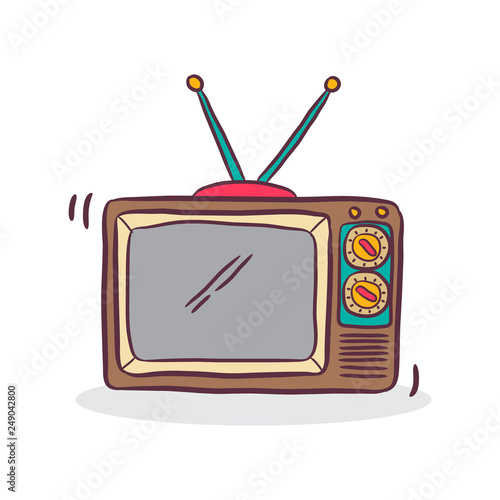 doodle vintage television, vector, retro