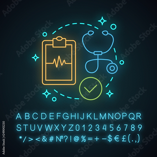 Health plan neon light concept icon