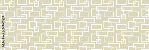 Geometric seamless pattern. Square white design on long olive green background