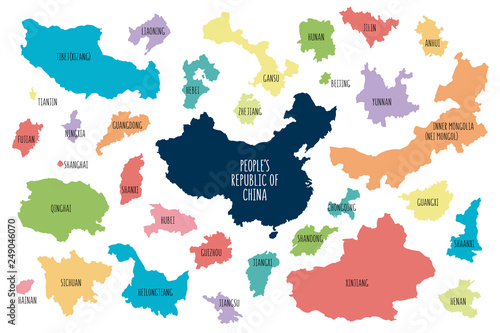 Colorful map of China with separa