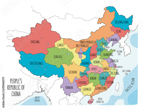 Canvas Print Colorful sketch illustration with all regions