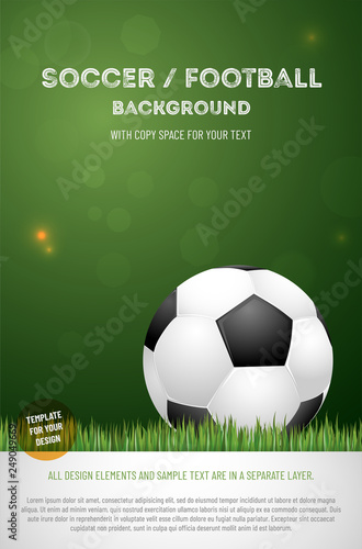 Template for your soccer football poster with ball