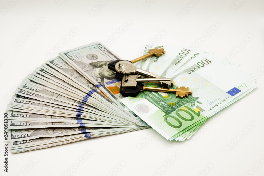 euro banknotes and keys euro banknotes and keys